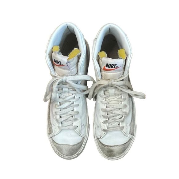 Nike Blazer Mid '77 Sneakers‎ White Silver Leather Basketball Shoe Suede Accents - Picture 3 of 10